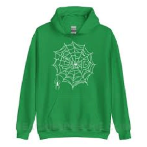 Hoodie by Sp5der featuring spiders in green