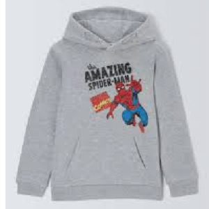 Hoodies have a spider logo in grey